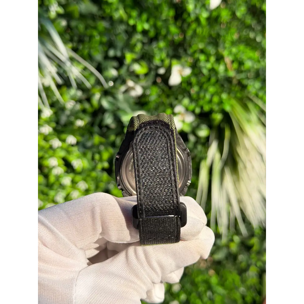 Montre CasiOak Custom – Full Green Bluetooth Carbon Fiber - Nylon Canvas Velcro Strap - Mod G-Shock GAB2100