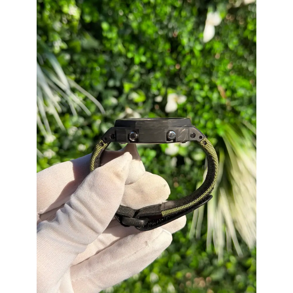 Montre CasiOak Custom – Full Green Bluetooth Carbon Fiber - Nylon Canvas Velcro Strap - Mod G-Shock GAB2100