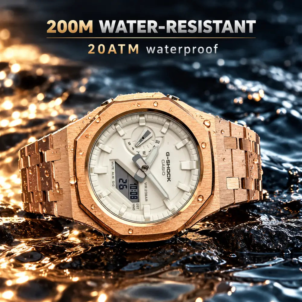 Montre CasiOak Custom – Full Rose Gold White - Mod G-Shock GA2100