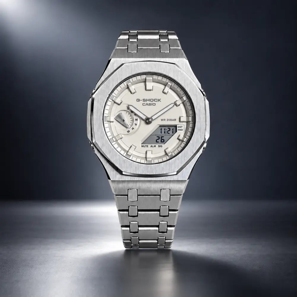 Montre CasiOak Custom – Full Silver White - Mod G-Shock GA2100