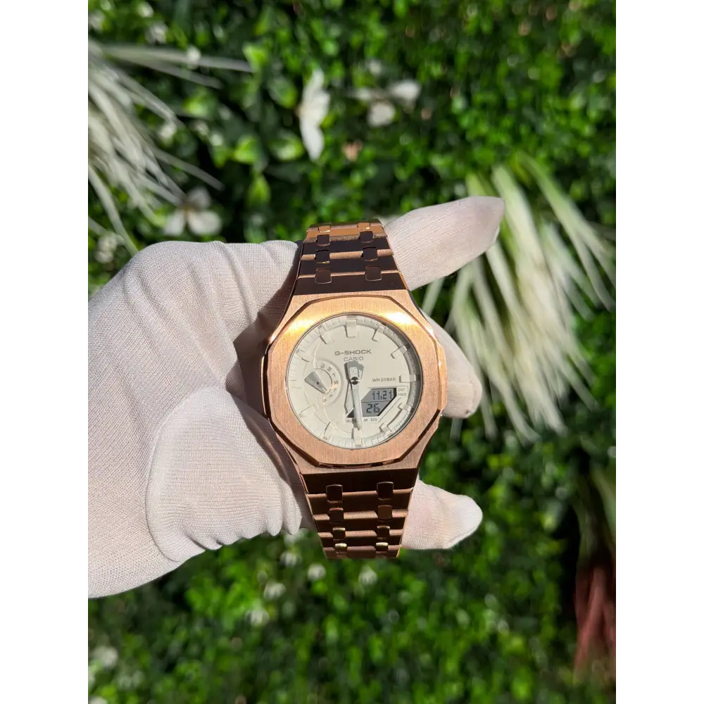 Montre CasiOak Custom – Full Rose Gold White - Mod G-Shock GA2100