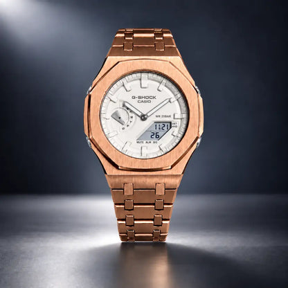 Montre CasiOak Custom – Full Rose Gold White - Mod G-Shock GA2100