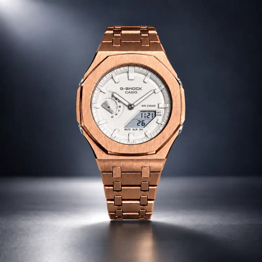 Montre CasiOak Custom – Full Rose Gold White - Mod G-Shock GA2100