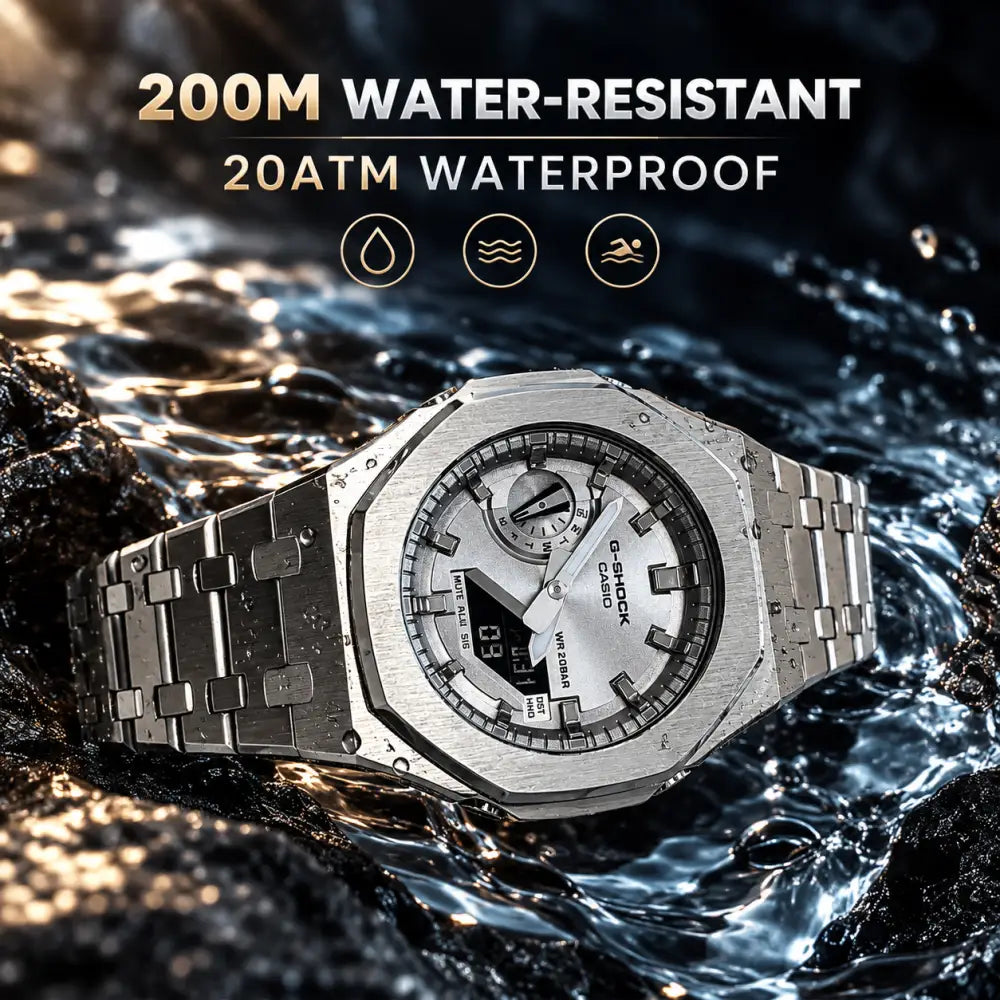Casio G-Shock Mod Watch - Full Silver - GA-2100 Custom Casioak