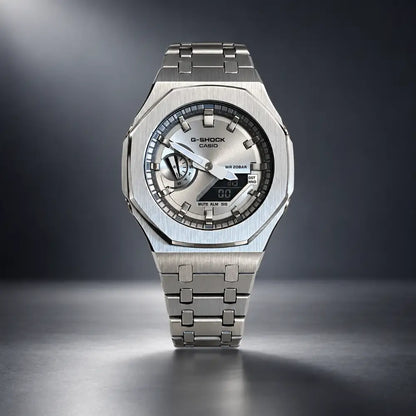 Casio G-Shock Mod Watch - Full Silver - GA-2100 Custom Casioak