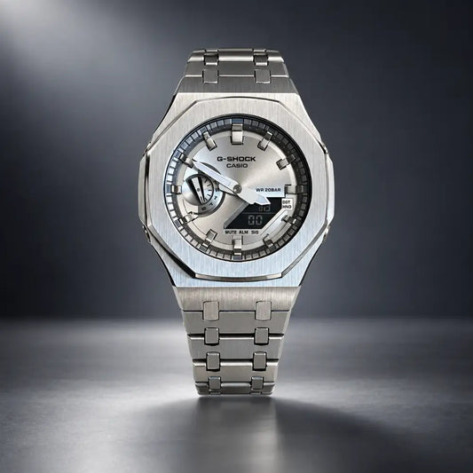 Casio G-Shock Mod Watch - Full Silver - GA-2100 Custom Casioak