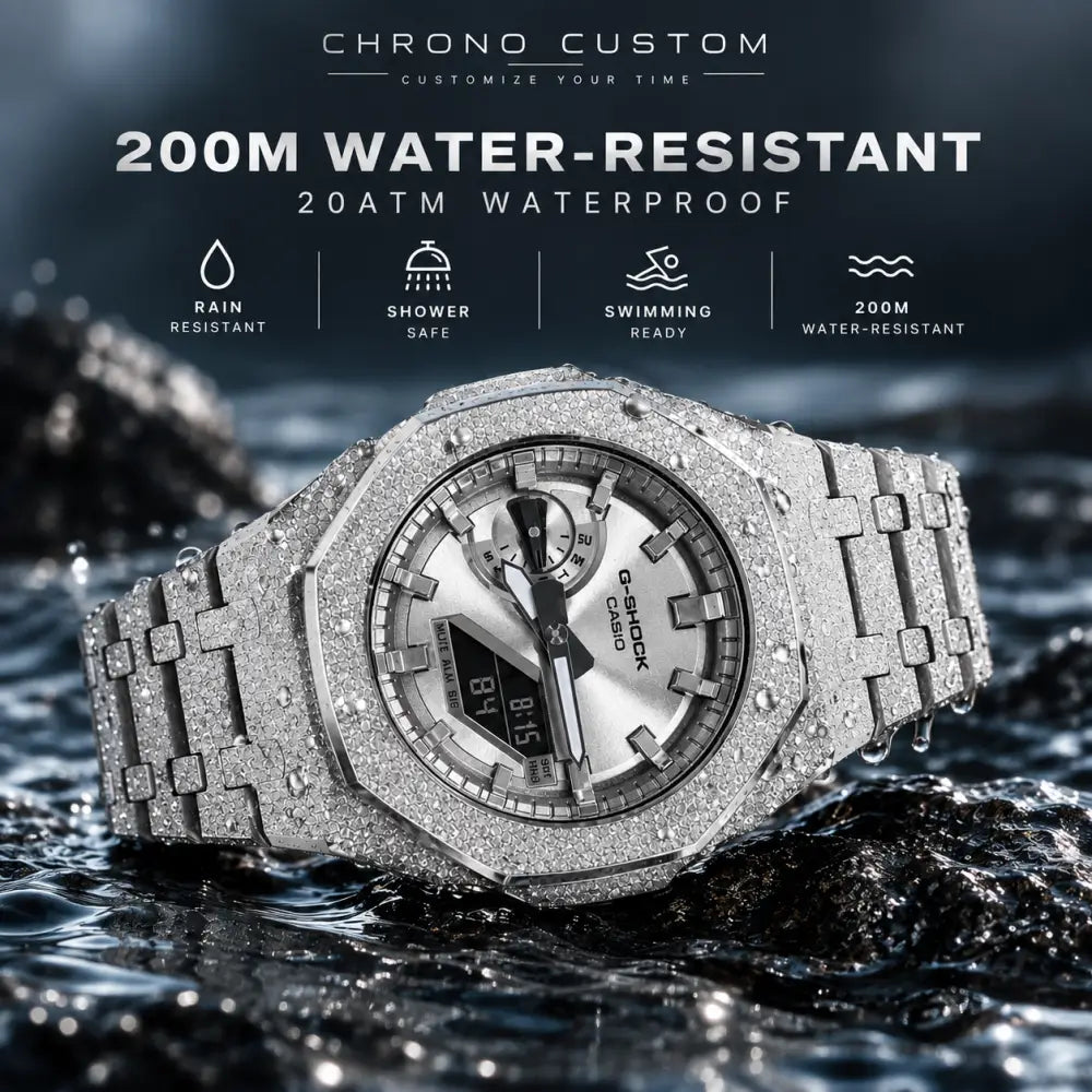 Montre CasiOak Custom – Full Silver Frosted - Mod G-Shock GA2100 