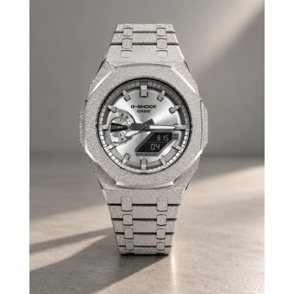 Montre CasiOak Custom – Full Silver Frosted - Mod G-Shock GA2100 