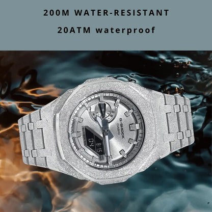 Montre CasiOak Custom – Full Silver Frosted - Mod G-Shock GA2100 