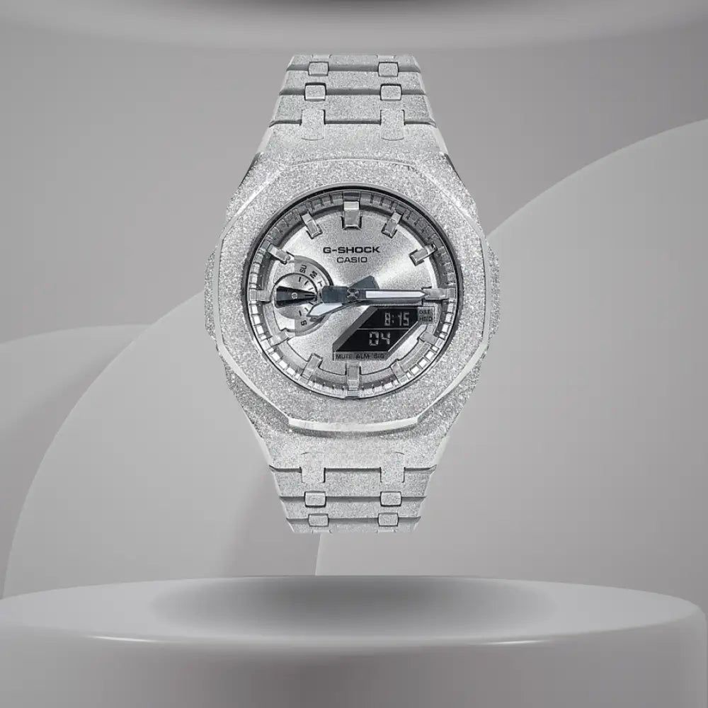 Montre CasiOak Custom – Full Silver Frosted - Mod G-Shock GA2100 