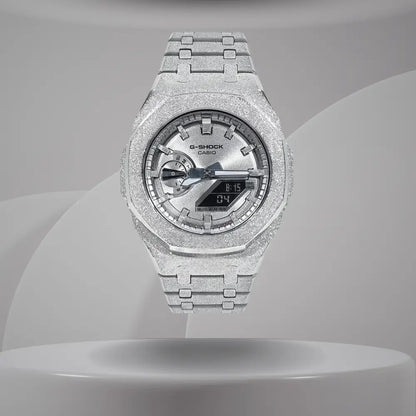 Montre CasiOak Custom – Full Silver Frosted - Mod G-Shock GA2100 