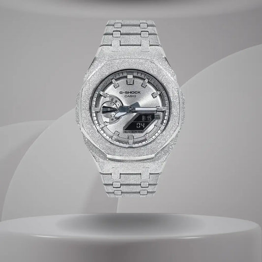 Montre CasiOak Custom – Full Silver Frosted - Mod G-Shock GA2100 