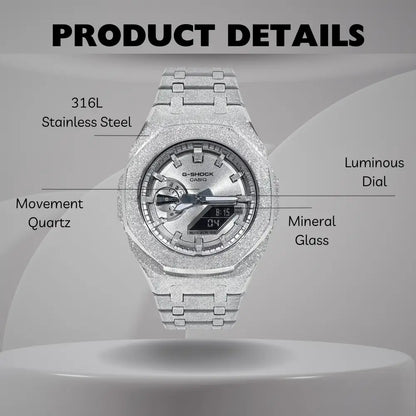 Montre CasiOak Custom – Full Silver Frosted - Mod G-Shock GA2100 