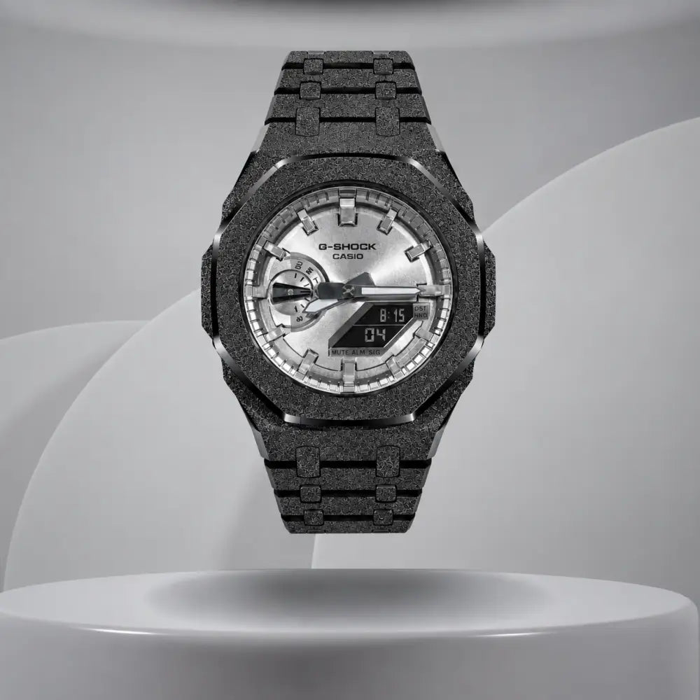 Montre CasiOak Custom – Full Silver Frosted Black - Mod G-Shock GA2100 