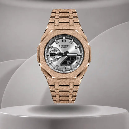 Montre CasiOak Custom – Full Silver Frosted Black - Mod G-Shock GA2100 