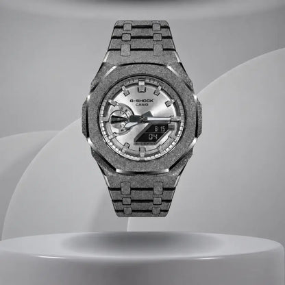 Montre CasiOak Custom – Full Silver Frosted Gun Metal - Mod G-Shock GA2100 