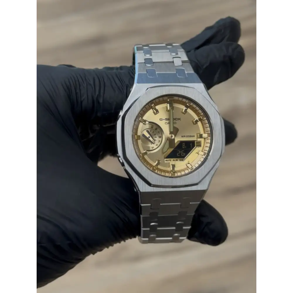 Montre CasiOak Custom – Full Silver Gold - Mod G-Shock GA2100