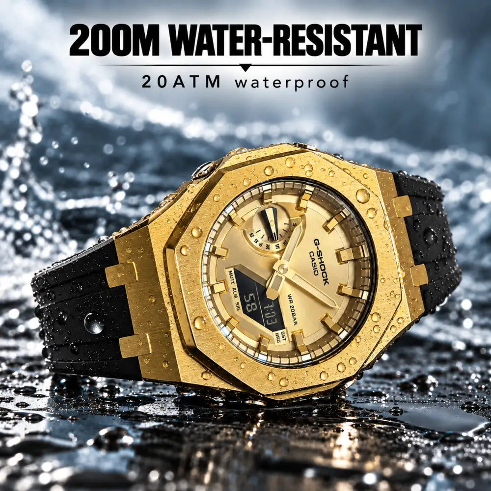 Montre CasiOak Custom – Gold Case Black – Mod G-Shock GA2100