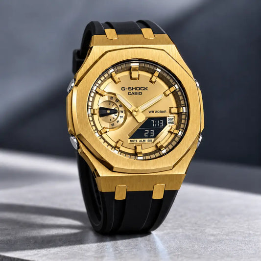 Montre CasiOak Custom – Gold Case Black – Mod G-Shock GA2100