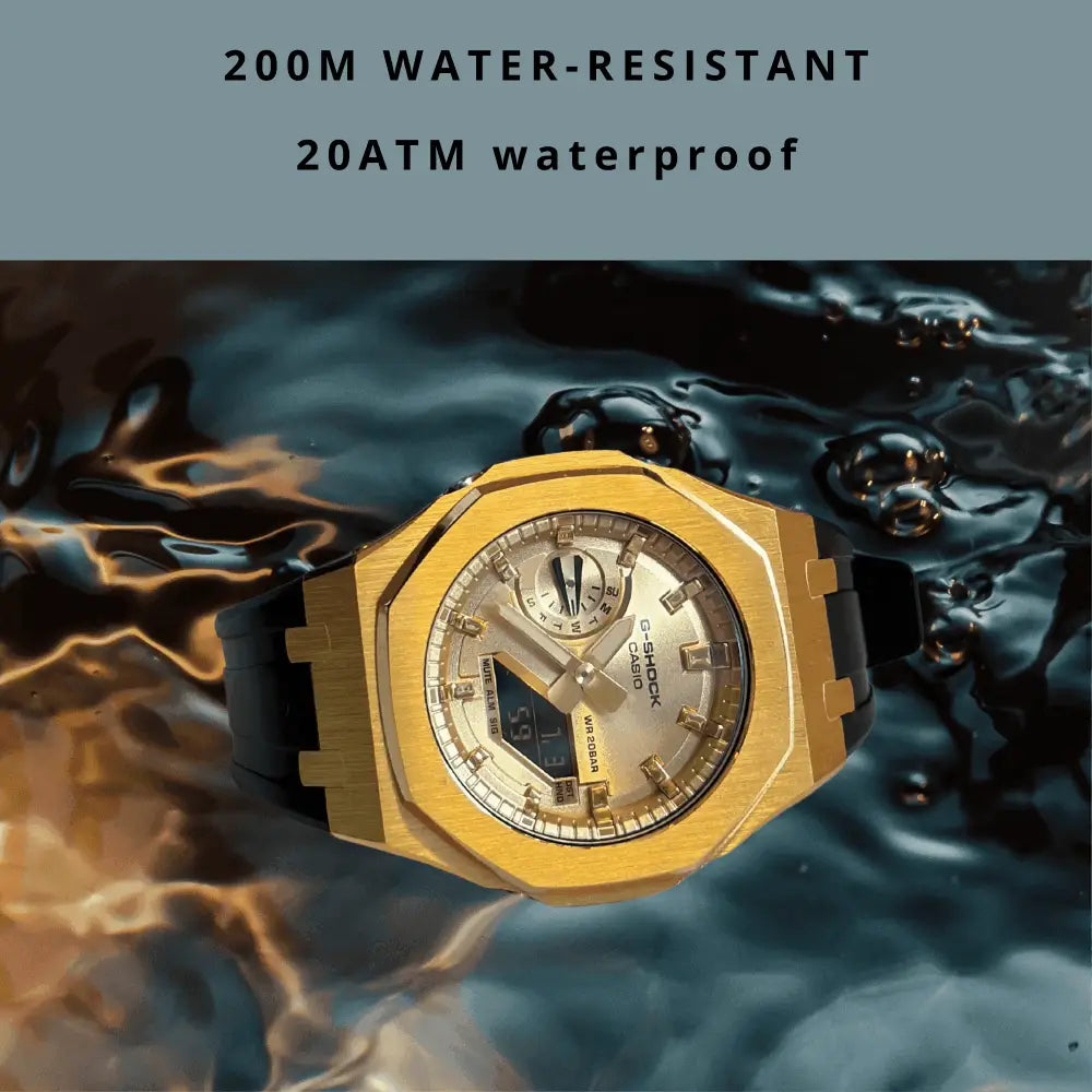 Casio G-Shock Mod Watch - Gold Case Black - GA-2100 Custom Casioak