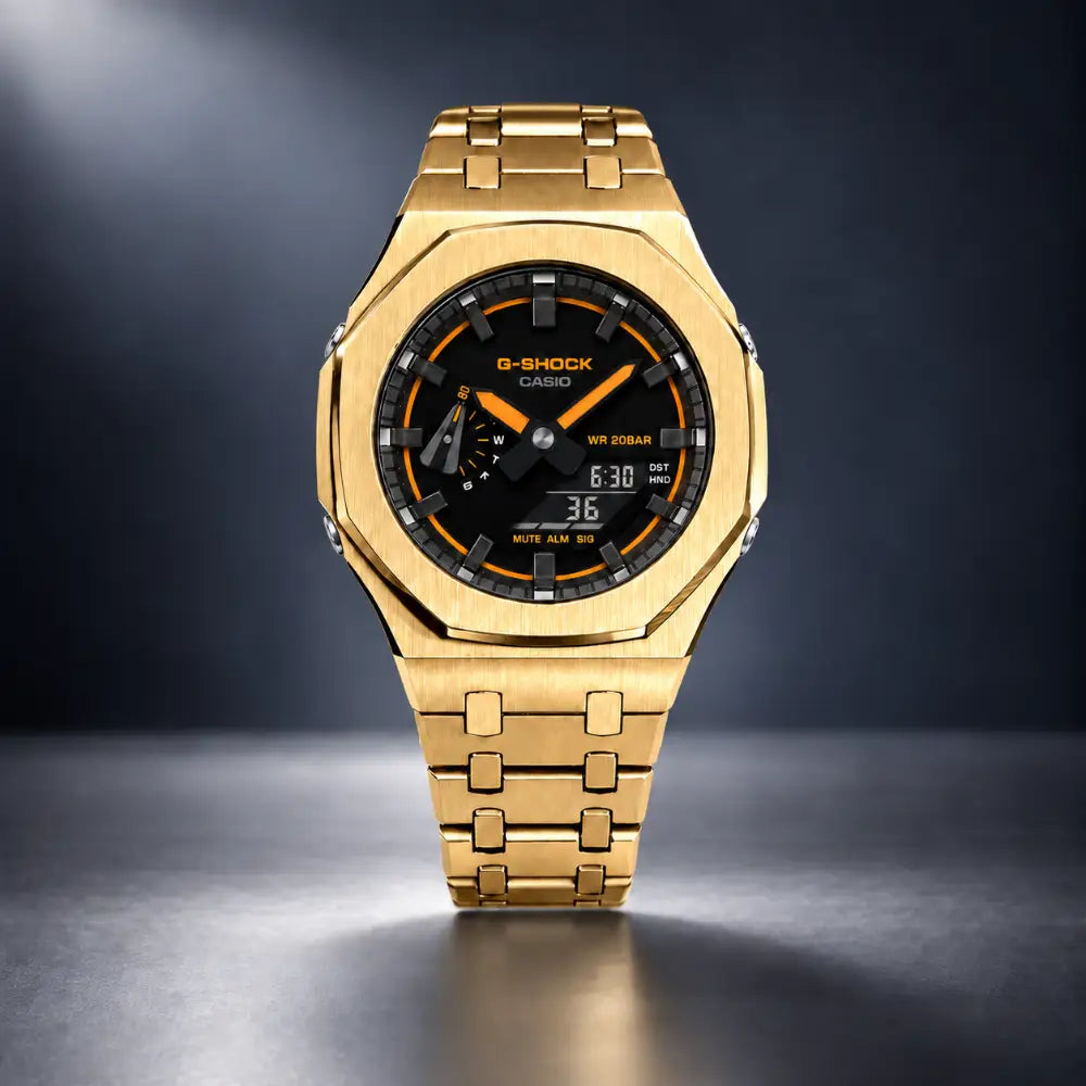 Casio G-Shock Mod Watch - Gold Orange - GA-2100 Custom Casioak