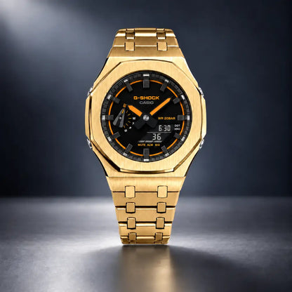 Casio G-Shock Mod Watch - Gold Orange - GA-2100 Custom Casioak