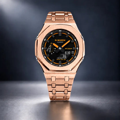 Casio G-Shock Mod Watch - Gold Orange - GA-2100 Custom Casioak