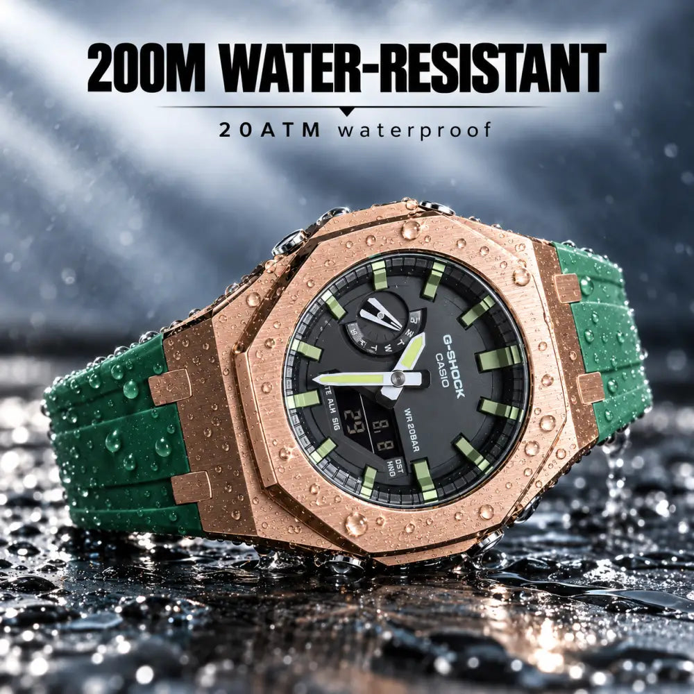 Casio G-Shock Mod Watch - Green Rose Gold - GA-2100 Custom Casioak