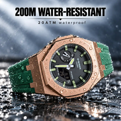 Casio G-Shock Mod Watch - Green Rose Gold - GA-2100 Custom Casioak