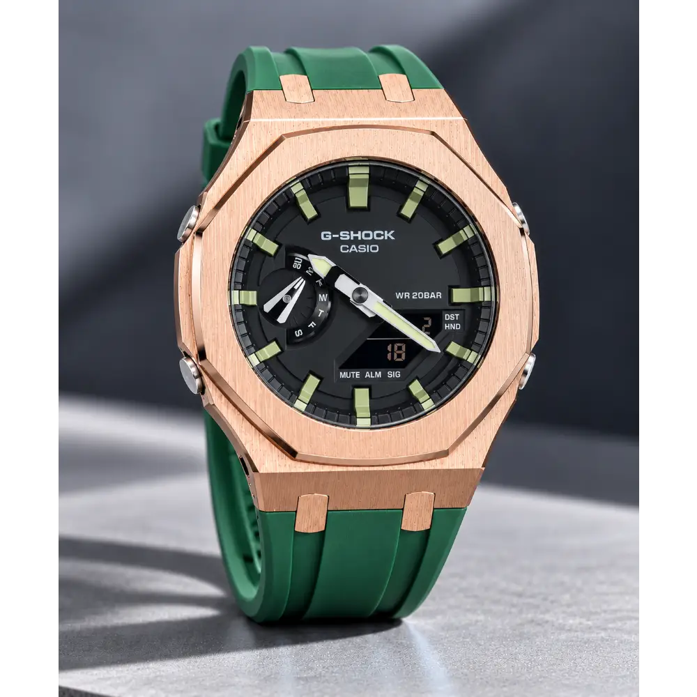 Casio G-Shock Mod Watch - Green Rose Gold - GA-2100 Custom Casioak