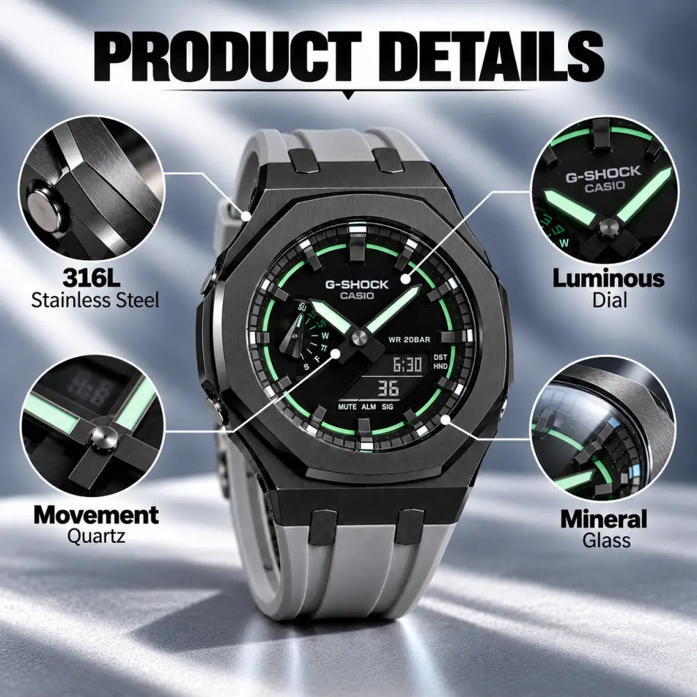 Casio G-Shock Mod Watch - Grey Green - GA-2100 Custom Casioak