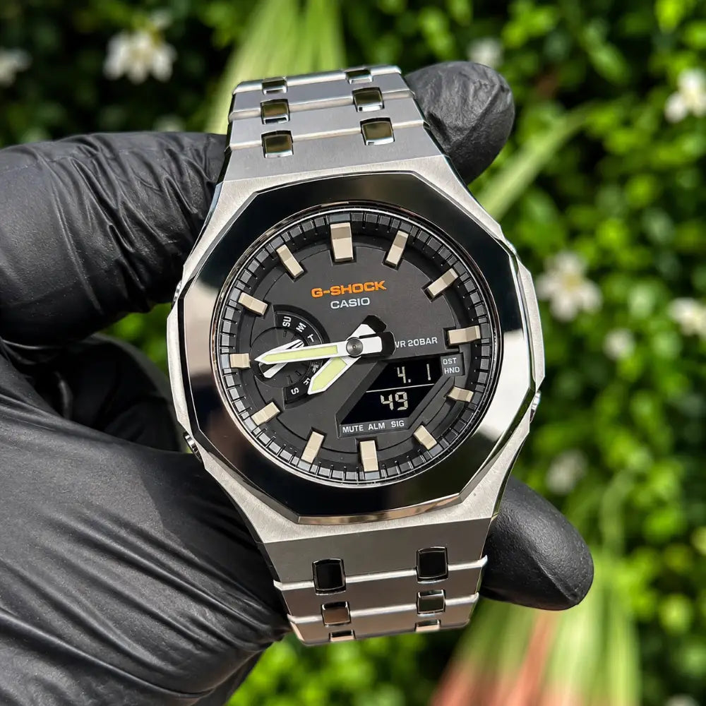 Casio G-Shock Mod Watch - Gun Metal Mirror Polish - GA-2100 Custom Casioak
