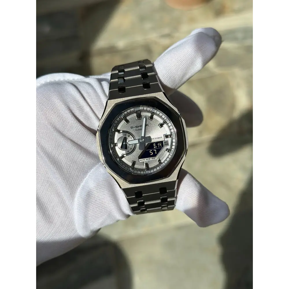 Montre CasiOak Custom – Metal Grey Mirror Polish - Mod G-Shock GA2100