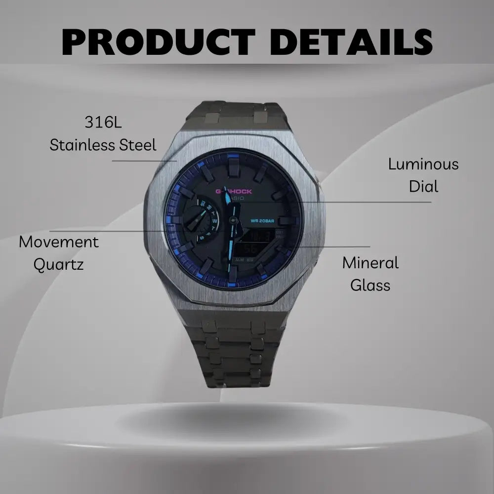 Montre CasiOak Custom – Metal Purple Steel - Mod G-Shock GA2100