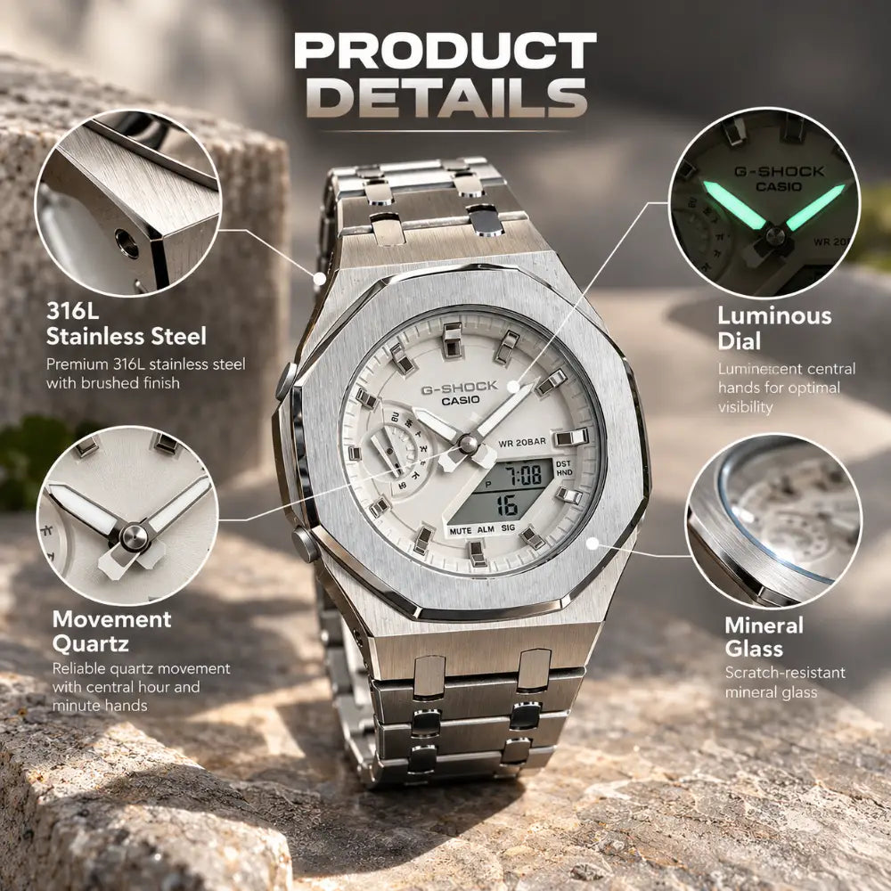 Casio G-Shock GMA2100 – Metal Silver | Custom Casioak
