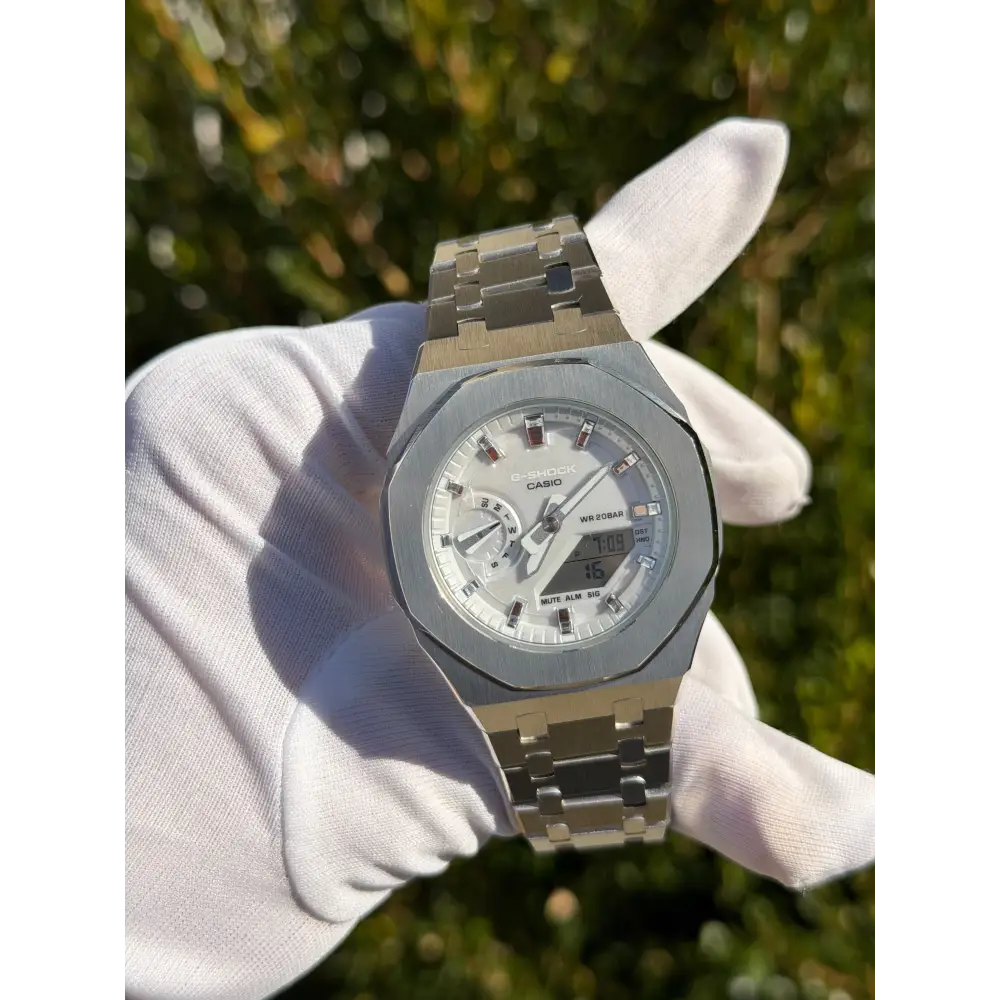 Casio G-Shock GMA2100 – Metal Silver | Custom Casioak | Montre Unisexe | Mod premium | Cadeau Unisex | Custom watch | Modded G-Shock