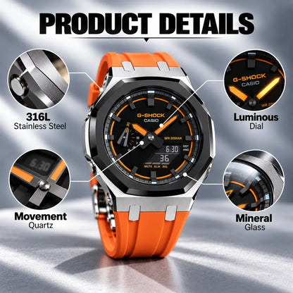 Casio G-Shock Mod Watch - Orange Dial - GA-2100 Custom Casioak