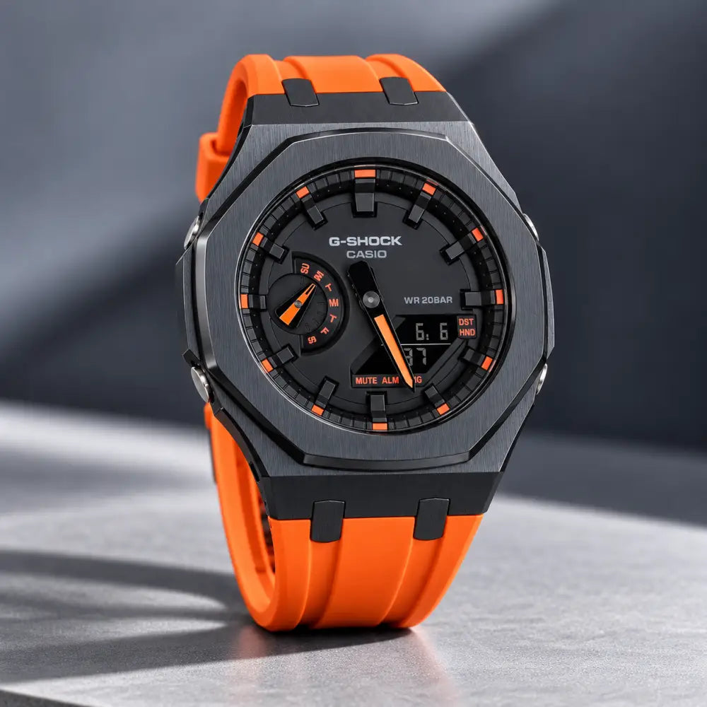Casio G-Shock Mod Watch - Orange Rubber - GA-2100 Custom Casioak