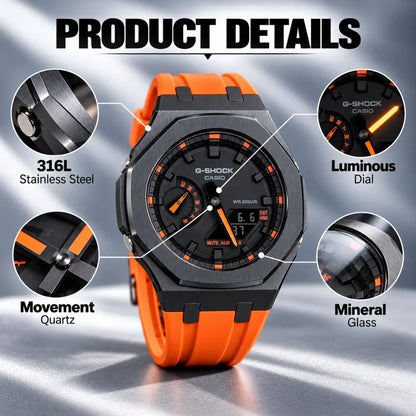 Casio G-Shock Mod Watch - Orange Rubber - GA-2100 Custom Casioak