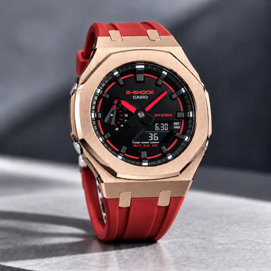 Casio G-Shock Mod Watch - Red Rose Gold - GA-2100 Custom Casioak