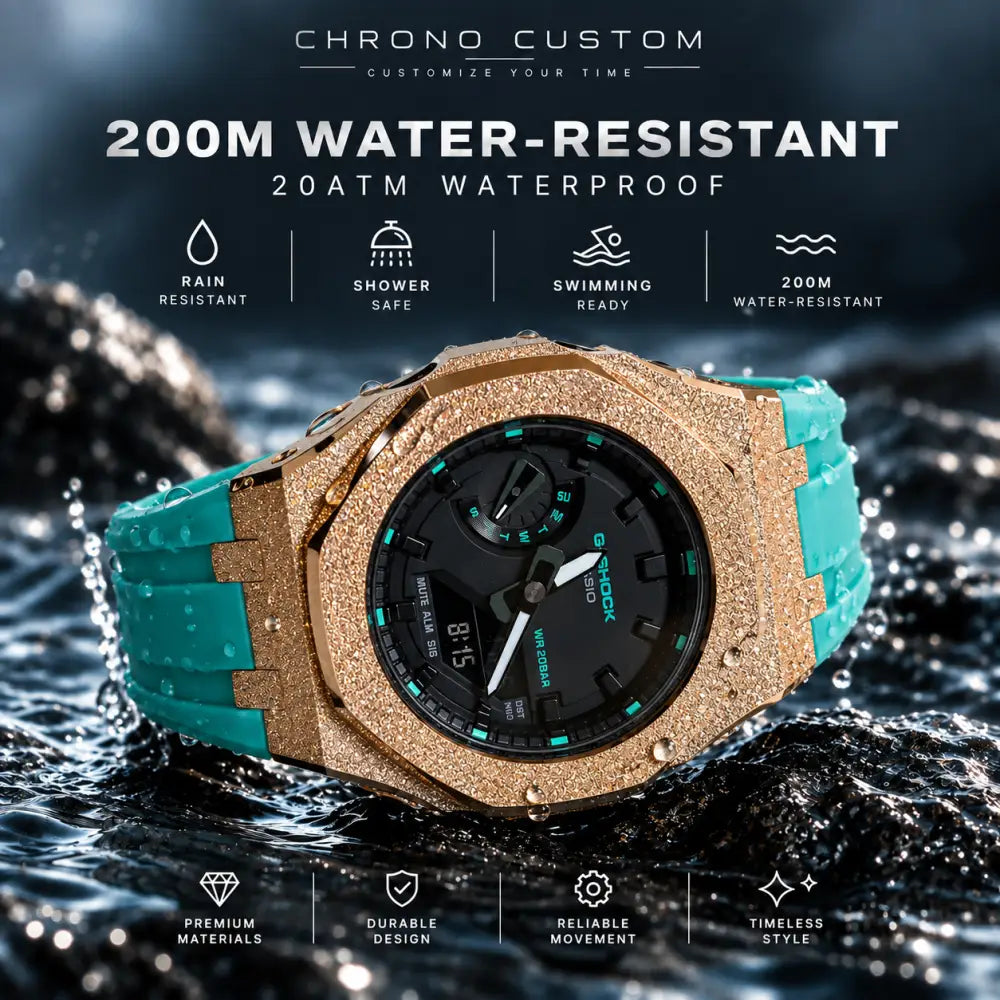 Casio G-Shock Mod Watch - Rose Gold Blue Frosted - GMA-S2100 Custom Casioak