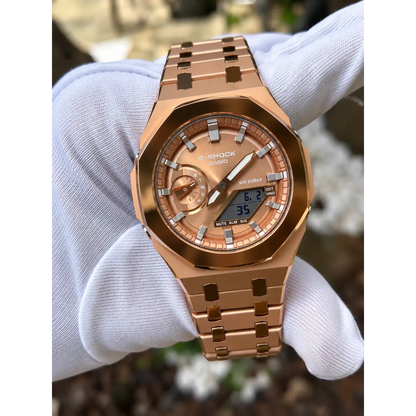 Montre CasiOak Custom – Rose Gold Mirror Polish - Mod G-Shock GA2100