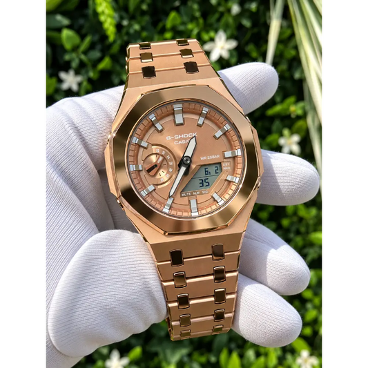 Montre CasiOak Custom – Rose Gold Mirror Polish - Mod G-Shock GA2100