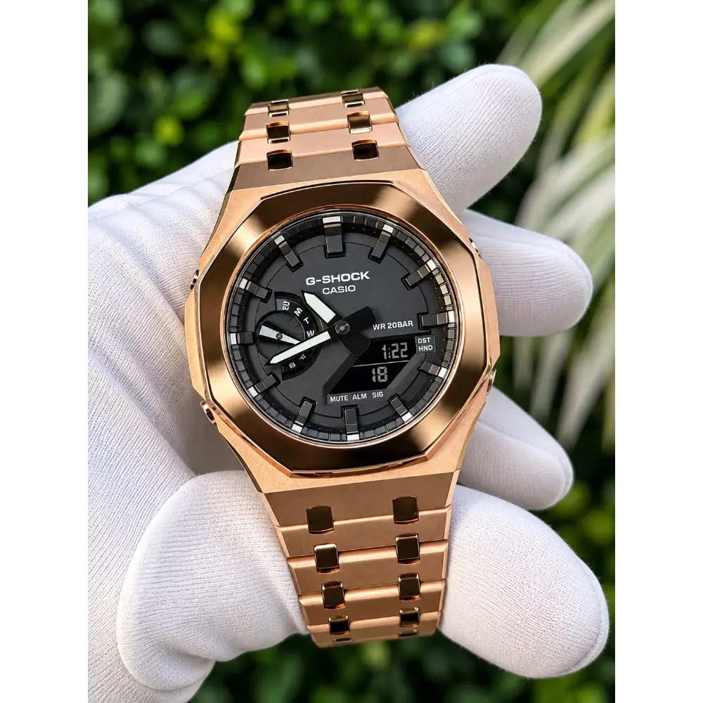 Montre CasiOak Custom – Rose Gold Mirror Polish - Mod G-Shock GA2100 