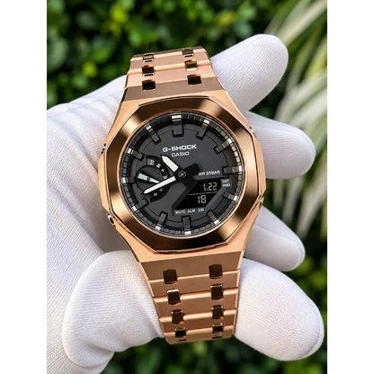Montre CasiOak Custom – Rose Gold Mirror Polish - Mod G-Shock GA2100 