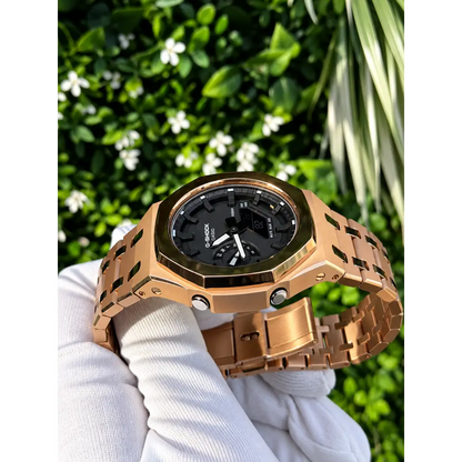 Montre CasiOak Custom – Rose Gold Mirror Polish - Mod G-Shock GA2100 