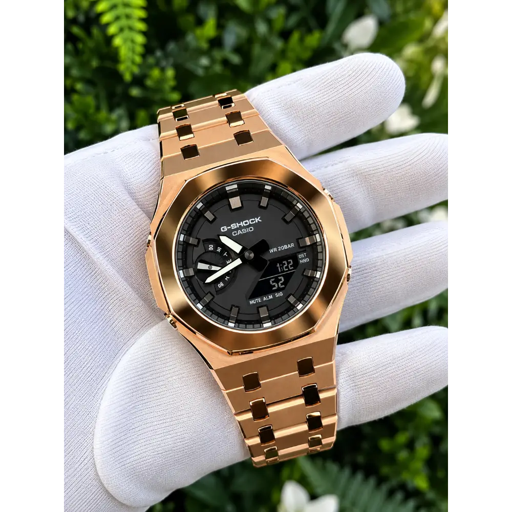 Montre CasiOak Custom – Rose Gold Mirror Polish - Mod G-Shock GA2100 