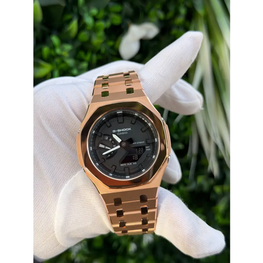 Montre CasiOak Custom – Rose Gold Mirror Polish - Mod G-Shock GA2100 