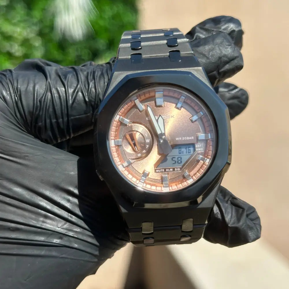 Montre CasiOak Custom – Rose Gold Mirror Polish - Mod G-Shock GA2100