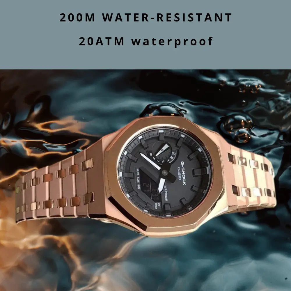 Montre CasiOak Custom – Rose Gold Mirror Polish - Mod G-Shock GA2100